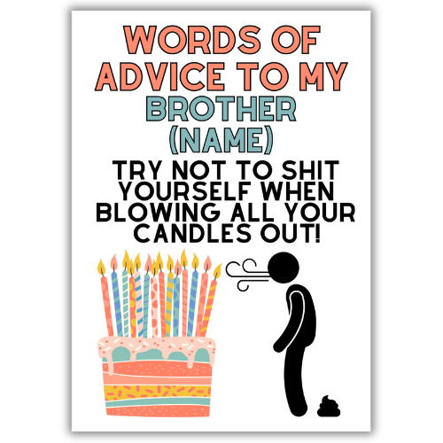 Personalised card for brother | birthday card for brother funny