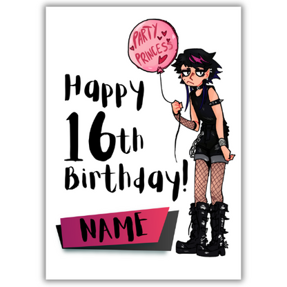 16th Birthday Card Personalised | Party Princess 16th Birthday |For Her