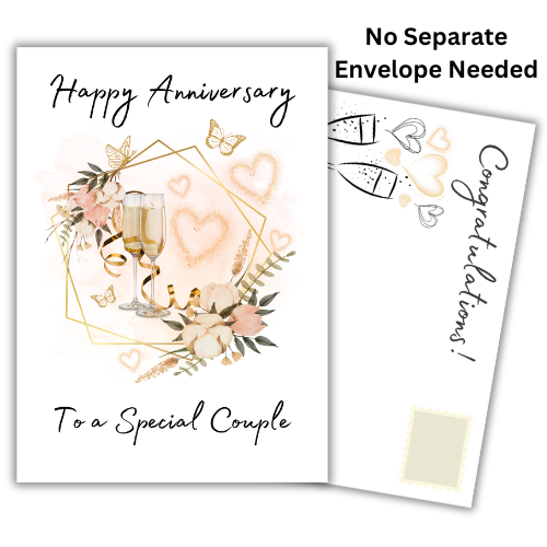 Anniversary Card | Special Couple | Hearts and Champagne