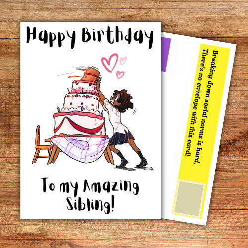 Sibling Birthday Card Cake | Non-binary card | LGBTQ+ sibling Card from proud brother or sister