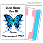 Transitioning Celebration Card. New Name, New ID, Same Phenomenal YOU! Blue