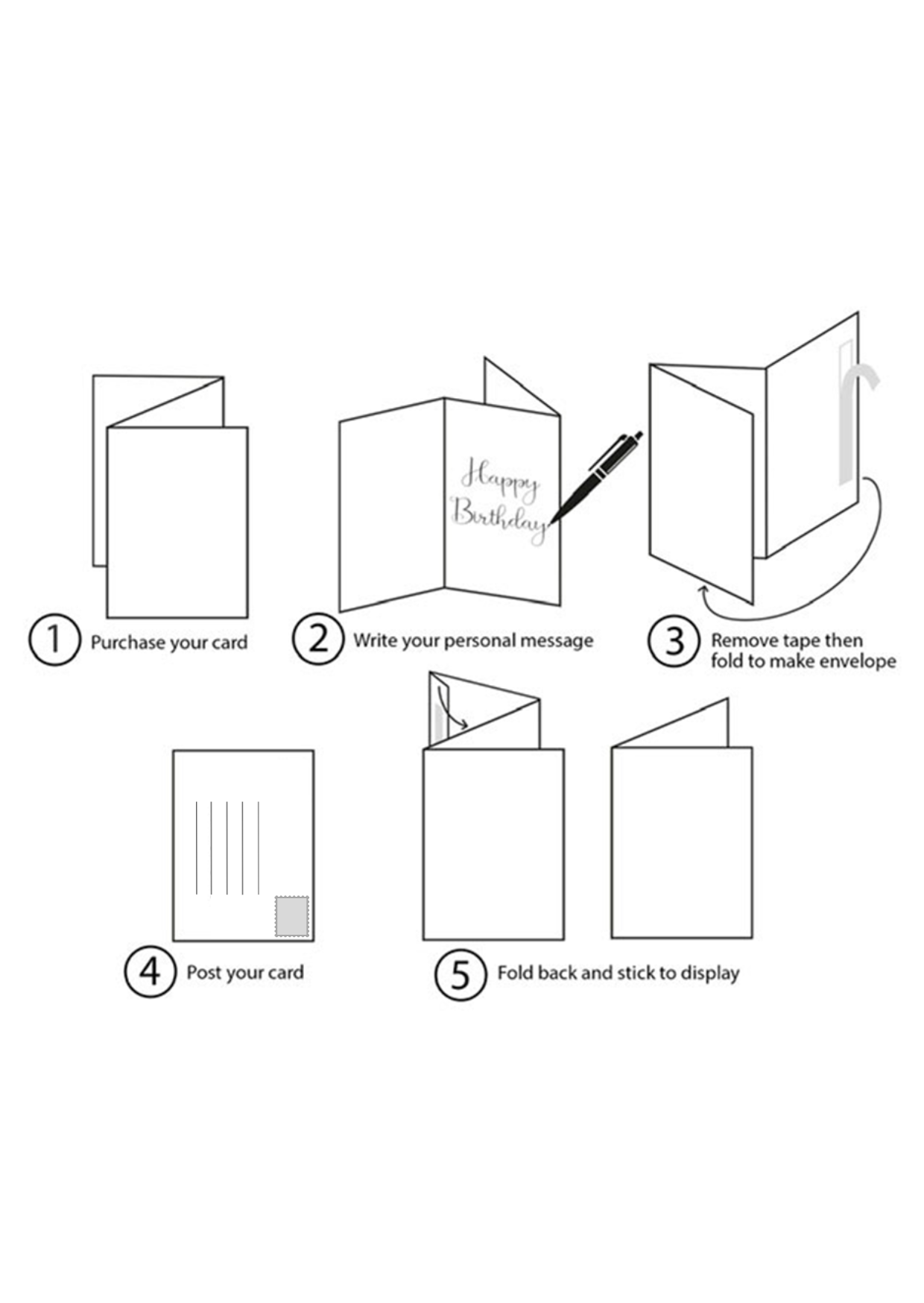 Bare Cards Instructions on how to fold, stick, post and display