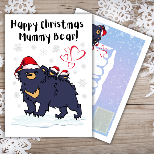 Cute Bear Christmas Card for Mummy