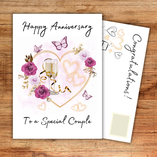 Anniversary Card for a Special Couple | Roses and Champagne