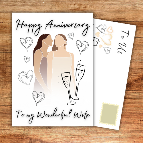 Lesbian Anniversary Card for Wife | LGBTQ+ Wife Anniversary Card | Mrs and Mrs Anniversary