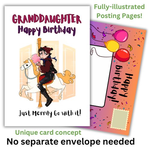 Granddaughter Goth Girl Merry-Go-Round Birthday Card