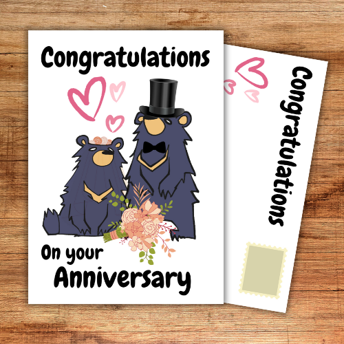 Congratulations Anniversary Card featuring Cute Moon Bears