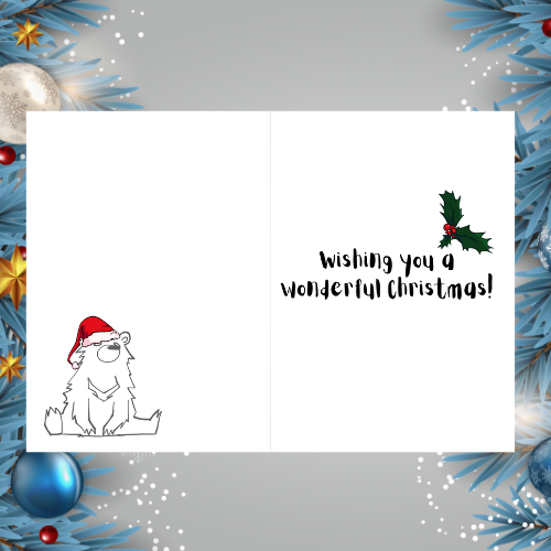 Personalised Cute Bear Christmas Card Pun