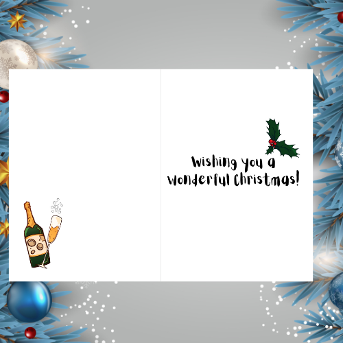 Personalised Christmas Card to send to Special Friends to invite them for a drink this festive season