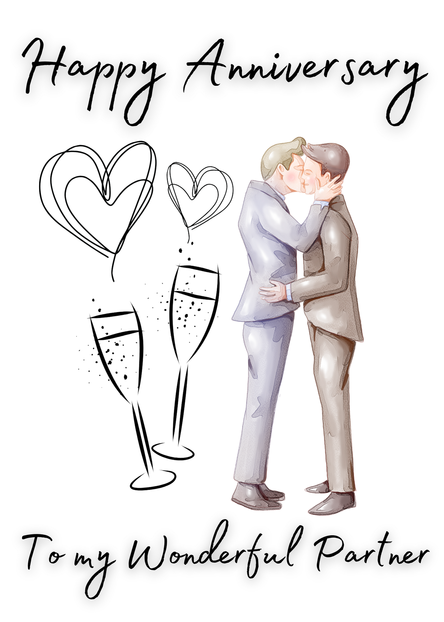Gay Anniversary Card for Partner | LGBT+ Happy Anniversary Greetings Card for Wonderful Partner