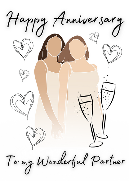 Lesbian Anniversary Card for Partner