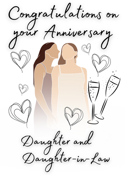 Daughter and Daughter-in-Law Anniversary Card Can Be Personalised