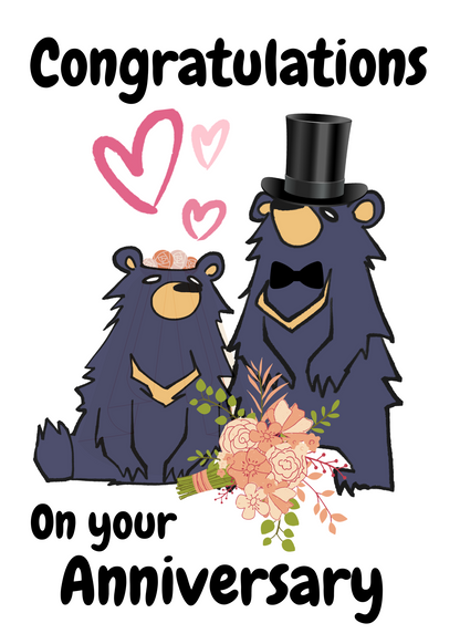 Congratulations Anniversary Card featuring Cute Moon Bears