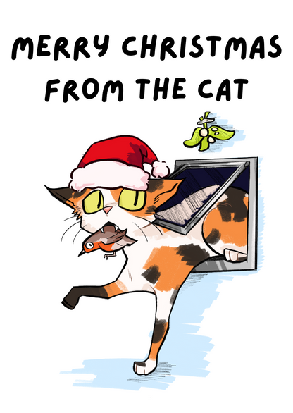 Merry Christmas From the Cat Funny Greetings Card