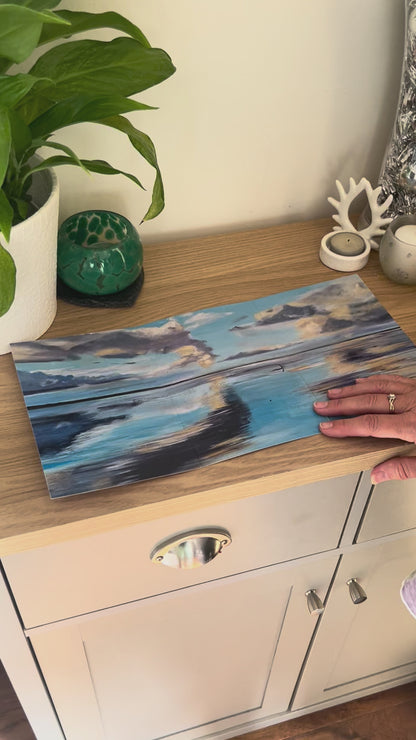 A demonstration video for the self-sealing greetings card 'Lake King' from the Sue O'Sullivan Art Collection. The video shows how to write, fold, seal, address, open and display this trifold card.