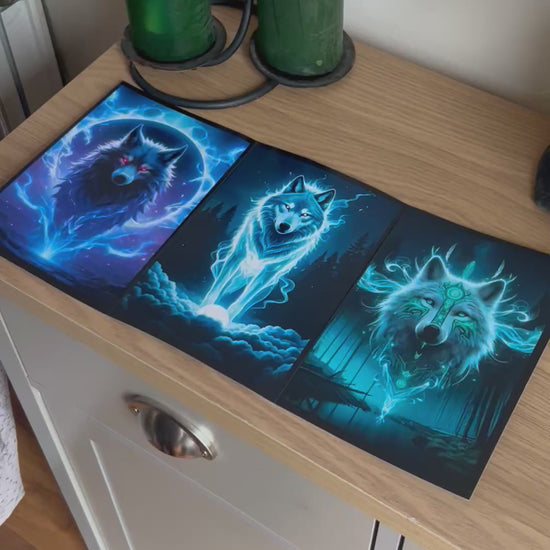 Video shows a demonstration of  how to  fold and seal the Bare Cards Self-Sealing Open Birthday Card in the Portals of Wonder Collection: Triptych Wolves