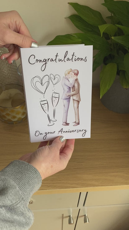 Gay Anniversary Card | LGBT+ Anniversary Card for him / them