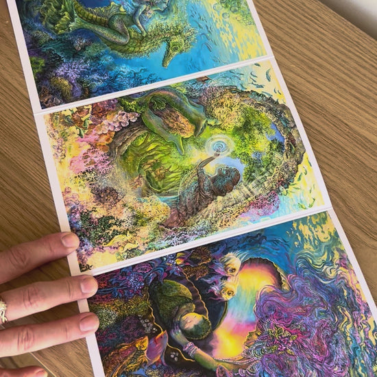 Demonstration video for the Bare Cards self-sealing greetings card from the fantasy art range 'The Josephine Wall Collection': Side Saddle