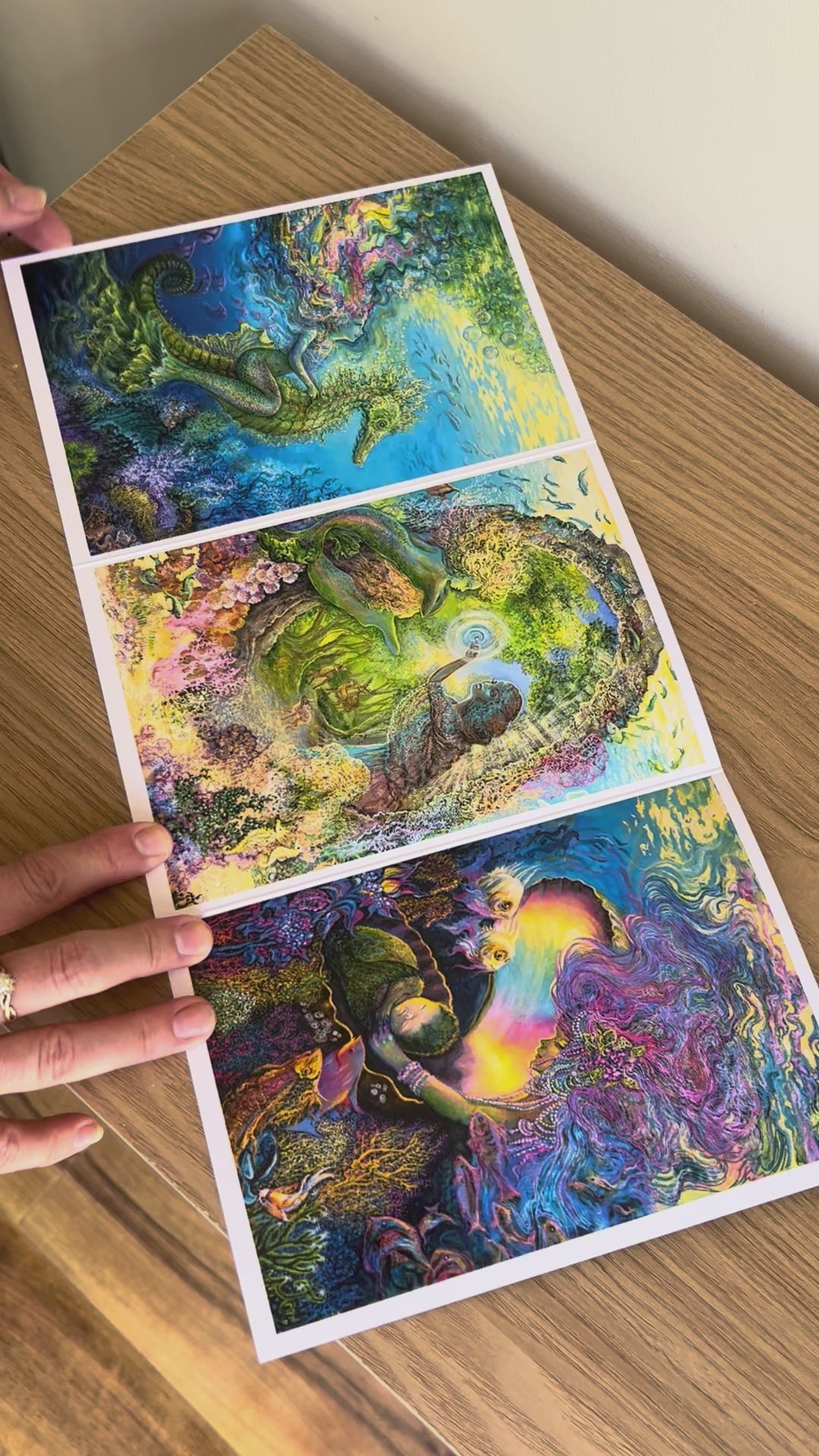 Demonstration video for the Bare Cards self-sealing greetings card from the fantasy art range 'The Josephine Wall Collection': Side Saddle