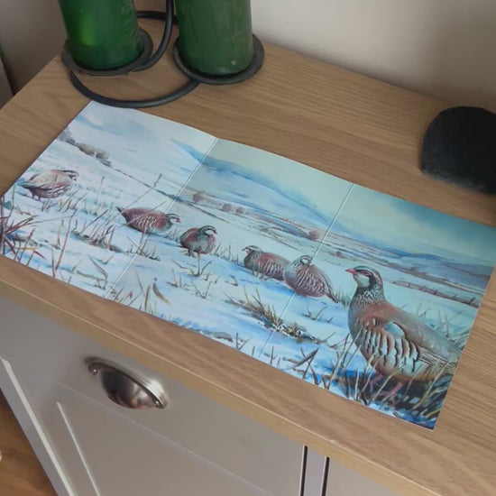 Video shows the self-sealing greetings card from Bare Cards from the John L Harris Collection - a trifold card showing paintings of British Wildlife  - Partridges on the Downs. The Video shows how to fold, seal and write your card.