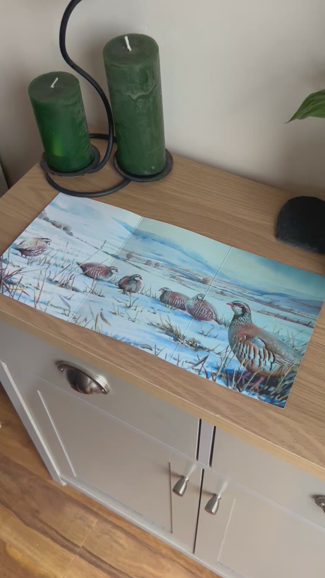 Video shows the self-sealing greetings card from Bare Cards from the John L Harris Collection - a trifold card showing paintings of British Wildlife  - Partridges on the Downs. The Video shows how to fold, seal and write your card.