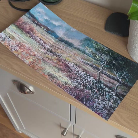 Video shows the self-sealing greetings card from Bare Cards from the John L Harris Collection - a trifold card showing paintings of British Landscape Scenes  - Old Stone Walls in Corsham. The Video shows how to fold, seal and write your card.