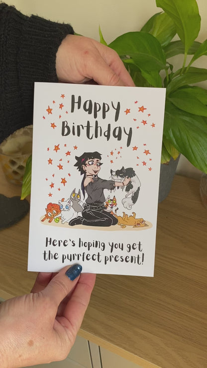 Goth Girl Moody Cat Birthday Card