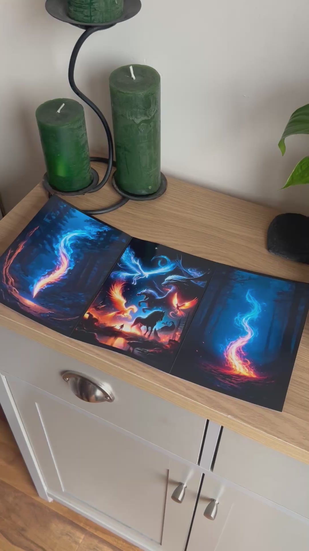 Video shows a demonstration of  how to  fold and seal the Bare Cards Self-Sealing Open Birthday Card in the Portals of Wonder Collection: Triptych Beasts Gathering