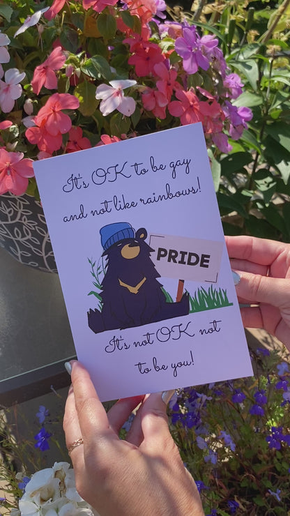 It's OK to be gay and not like rainbows Birthday Card for LBT Friend