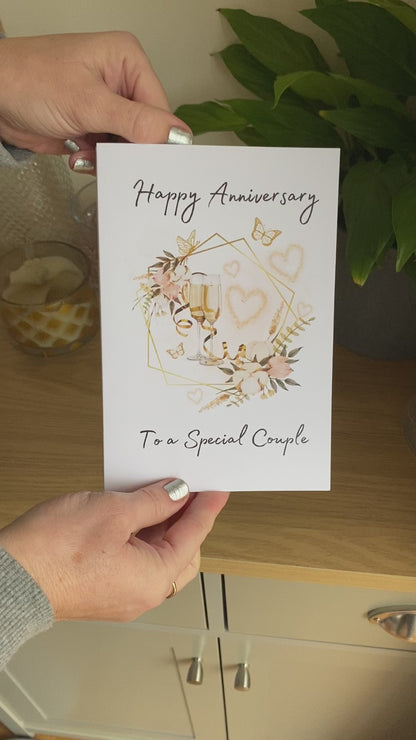 Champagne and Hearts Anniversary Congratulations Card