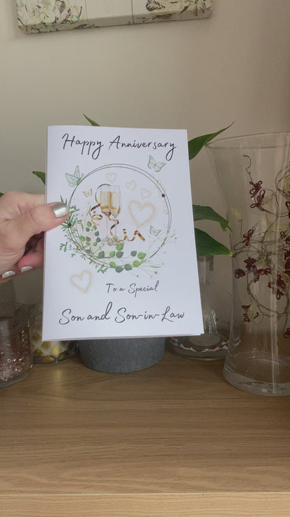 Son and Son-in-Law Champagne Anniversary Card