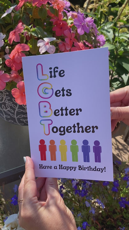 Life Gets Better Together LGBT Birthday Card