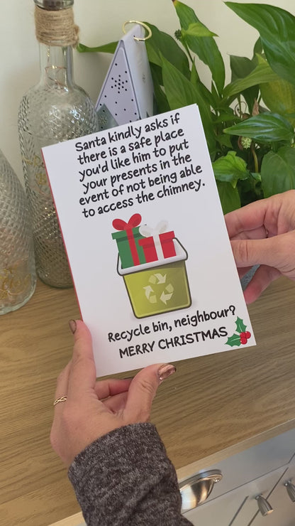 Santa Joke Christmas Card featuring on-trend Xmas pun about alternative delivery options for presents