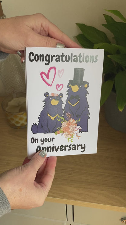 Congratulations Anniversary Card featuring Cute Moon Bears