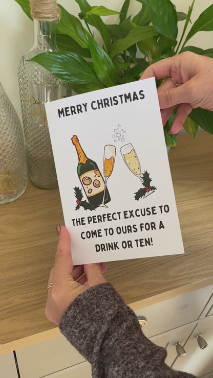 Personalised Christmas Card to send to Special Friends to invite them for a drink this festive season