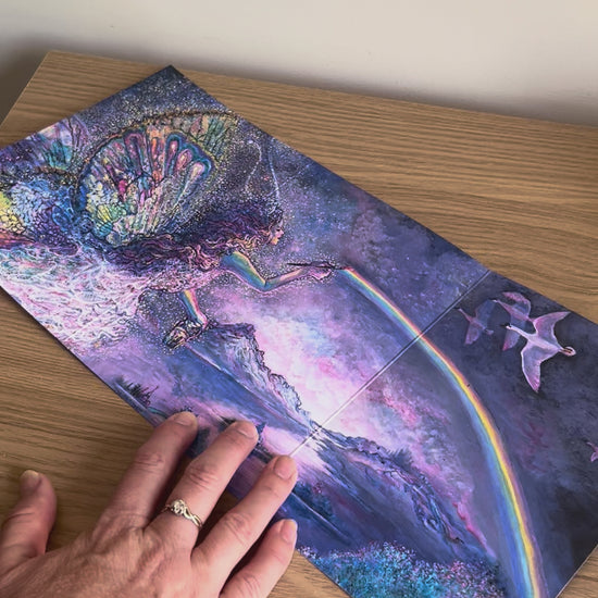 Demonstration video for the Bare Cards self-sealing greetings card from the fantasy art range 'The Josephine Wall Collection': Painting a Rainbow