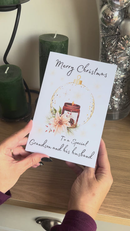 Video of Bare Cards Same Sex Christmas Card for Grandson and his husband