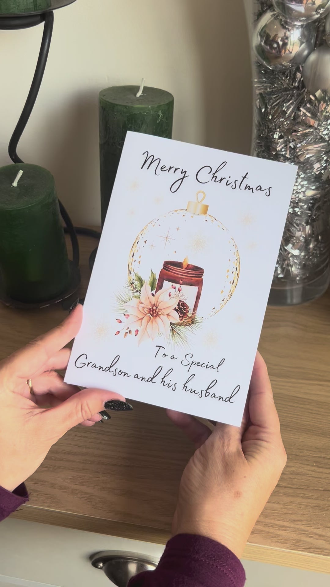 Video of Bare Cards Same Sex Christmas Card for Grandson and his husband