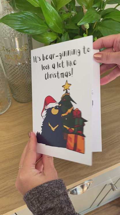 Personalised Cute Bear Christmas Carol Pun