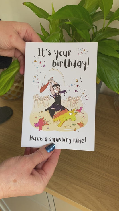 Goth Girl Pinata Smash Birthday Card