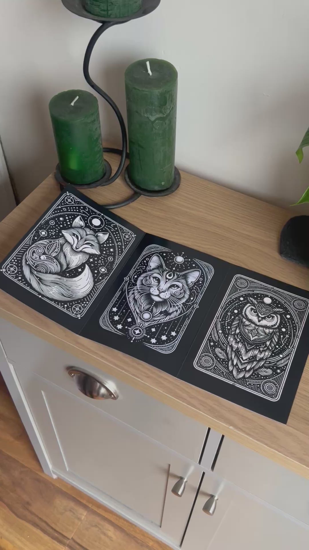 Video shows a demonstration of  how to  fold and seal the Bare Cards Self-Sealing Open Birthday Card in the Portals of Wonder Collection: Tarot Animals
