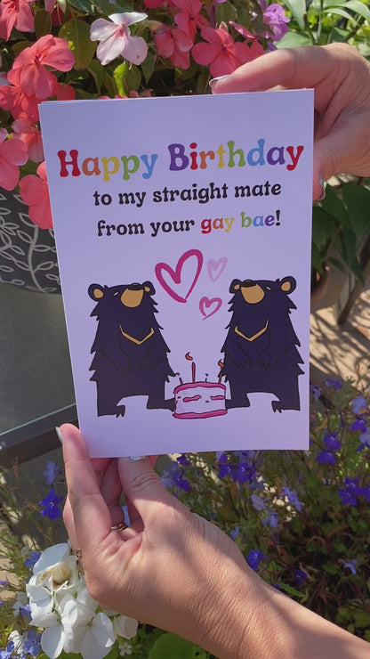 Happy Birthday to my Straight Mate from your Gay Bae! Gender neutral characters featuring Inky the Bear