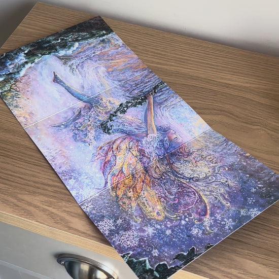 Demonstration video for the Bare Cards self-sealing greetings card from the fantasy art range 'The Josephine Wall Collection': Swinging in the Snow