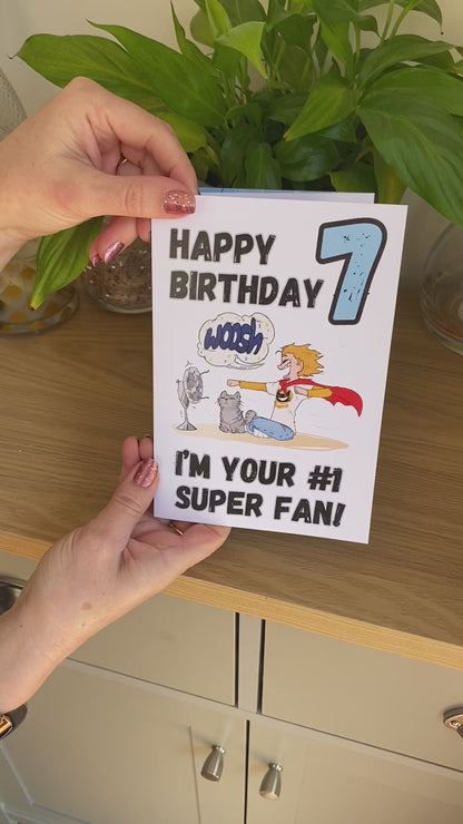 Little Heroes Happy 7th Birthday Card for your Super Hero Boy