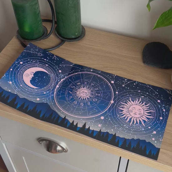 Video shows a demonstration of  how to  fold and seal the Bare Cards Self-Sealing Open Birthday Card in the Portals of Wonder Collection: Trifold Astrology