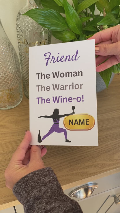 Personalised Funny Birthday Card for Cousin | The Woman, The Warrior, The Wine-o!