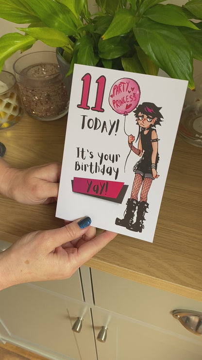 Goth Girl Happy 11th Birthday Card