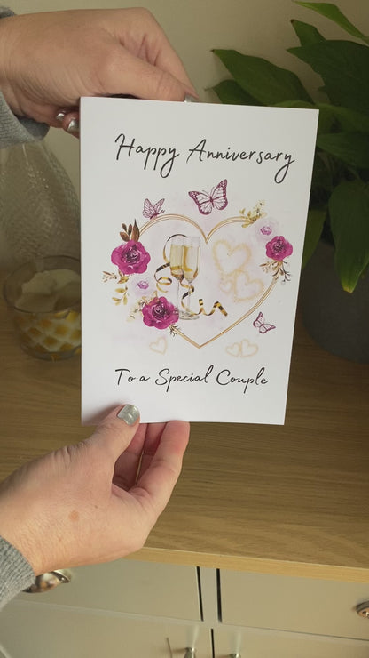 Anniversary Card for a Special Couple | Roses and Champagne