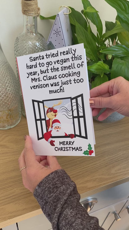 Santa's Going Vegan Funny Joke Christmas Card