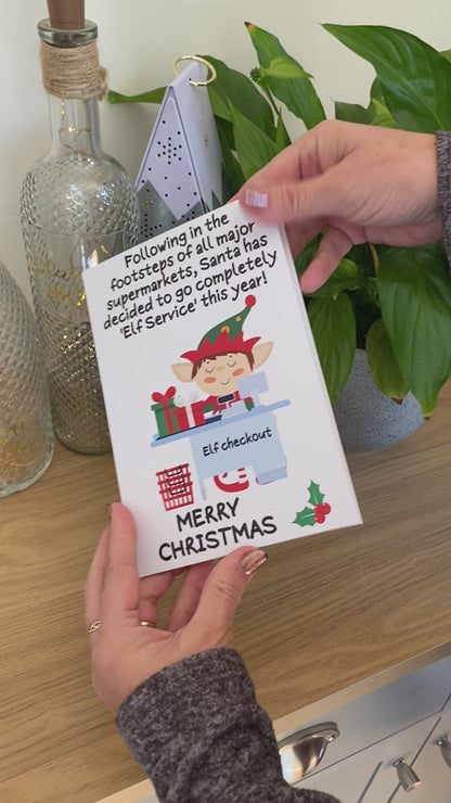 Elf Checkout Christmas Joke Card